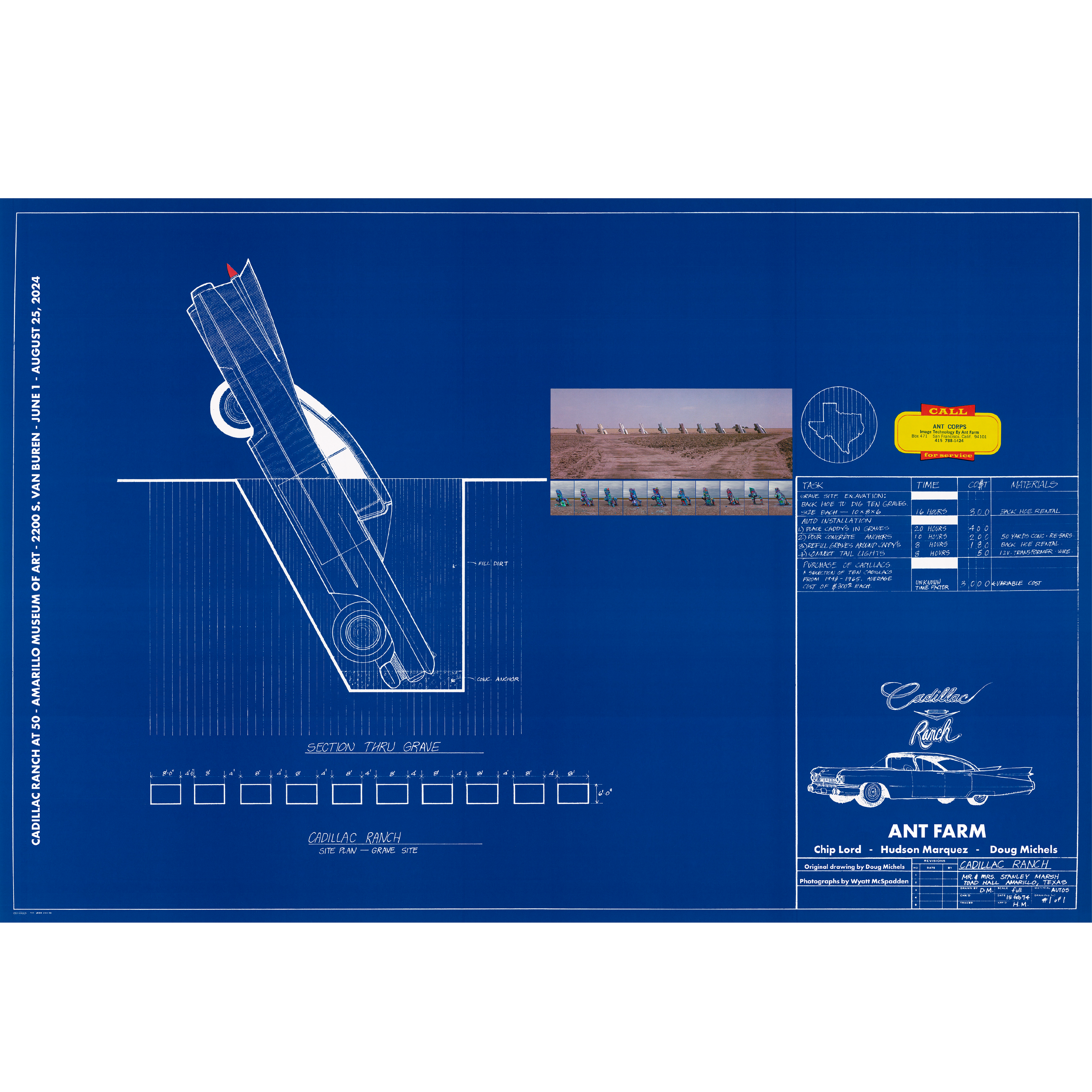 Commemorative 50th Anniversary Ant Farm Cadillac Ranch blueprint